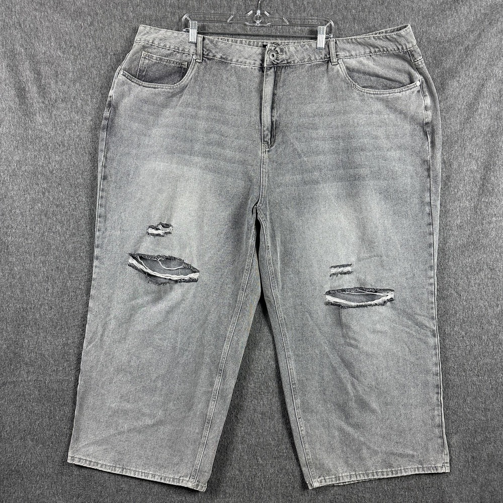 BloomChic Jeans Womens 26 Gray High Rise Distressed Capri Denim Plus Size
